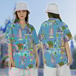 epcot figment tropical shirt, purple dragon summer shirt, figment button up shirt, figment summer gift, magic kingdom