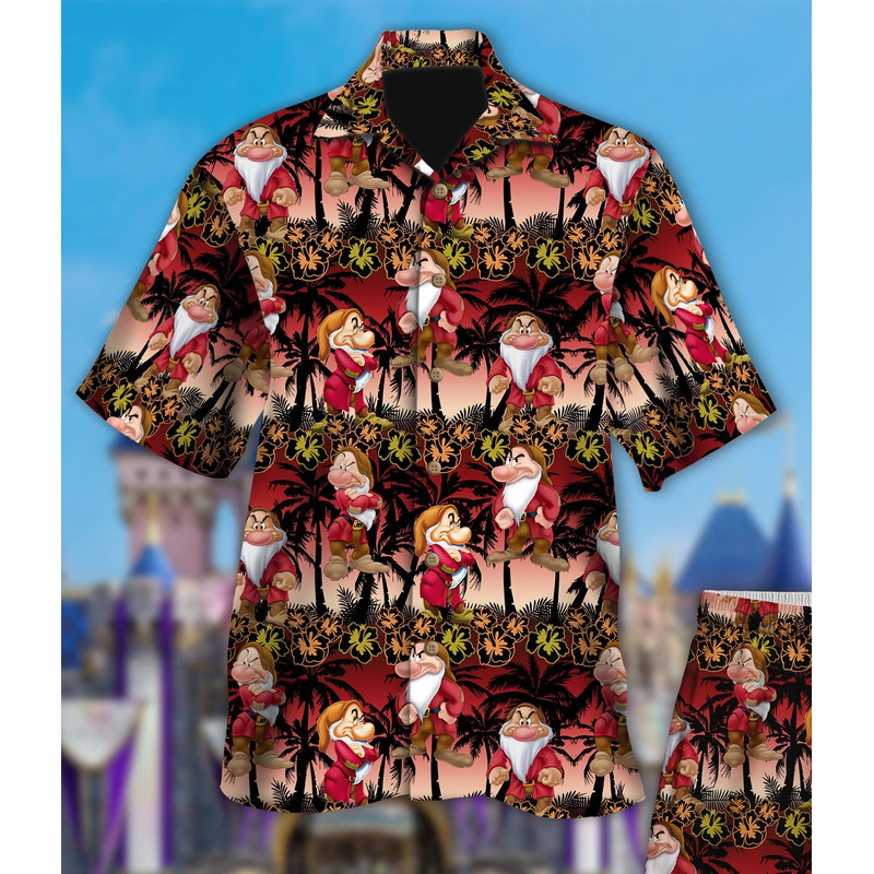 Dwarfs Grumpy Aloha Hawaii Beach Shirt, Dwarfs Button Up Shirt, Princess Movie Hawaiian Shirt Gift, Magic World 3D All Over Print Shirt.jpg