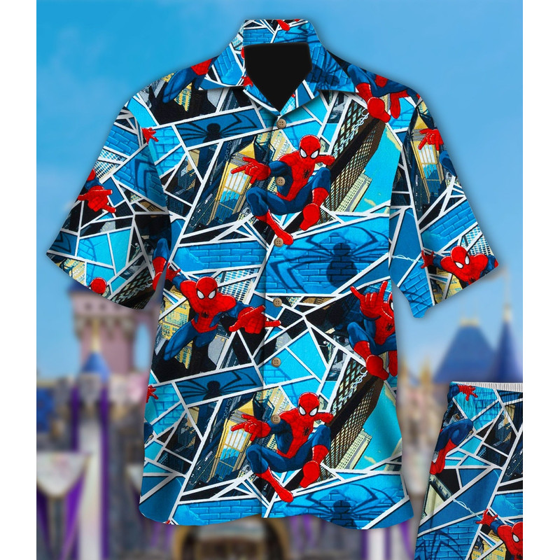 Iconic Hero Pose Aloha Shirt, Comics Spider Superhero 3D All Over Printed Hawaiian Shirt, Famous Superhero Hawaii Summer Vacation Shirt.jpg