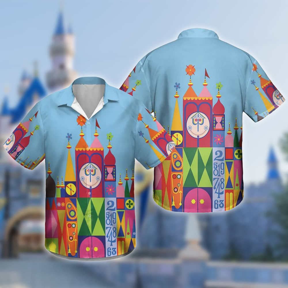 Its A Small World Theme Parks Inspired Hawaiian Shirt, Magic Kingdom Hawaii Shirt, Colorful Castle All Over Print Button Up, Gift For Family.jpg