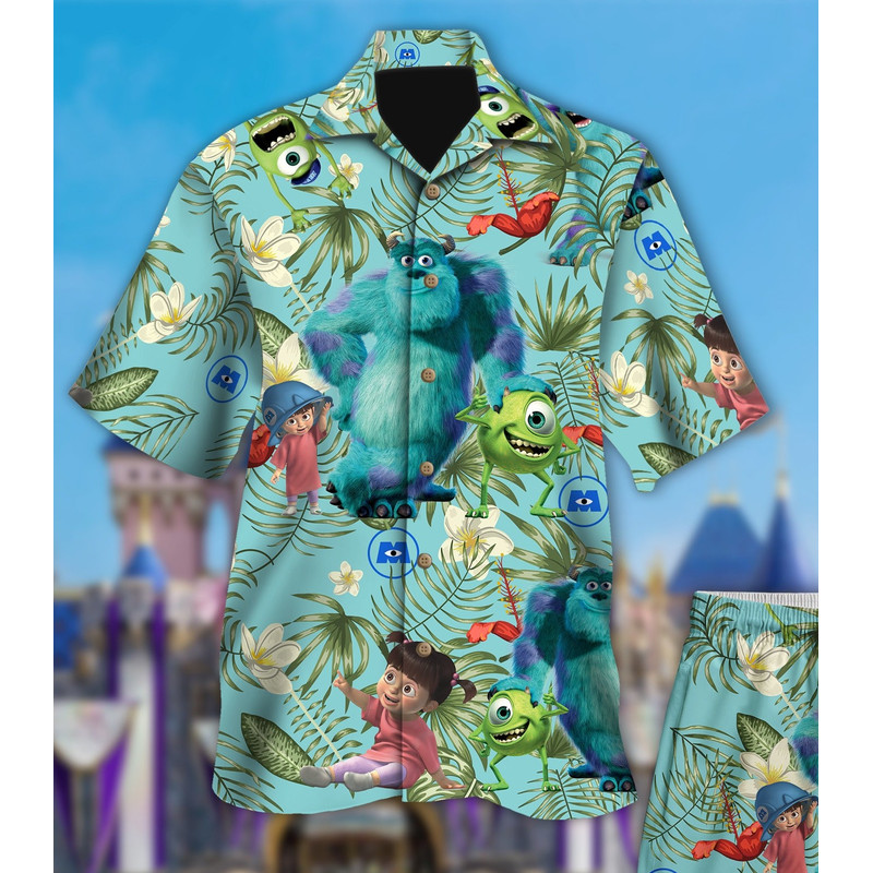 Monster World Hawaiian Shirt, One Eye Monster Inspired Hawaii Shirt, Monster Pattern Aloha Shirt, Summer Vacation Family Trip Outfit.jpg