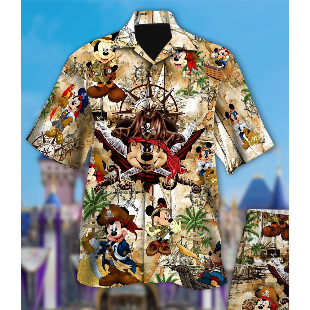 Mouse Pirate Treasure Map Hawaii Beach Shirt, Mouse Button Up Shirt Holiday, Mouse Hawaiian Shirt, Mouse 3D All Over Print Shirt.jpg