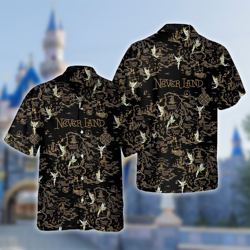 Peter Pan Never Land Map Hawaiian Shirt, Tinkerbell Pixie Dust Hawaii Shirt, Summer Vibe All Over Print Button Up, Family Matching Tee.jpg