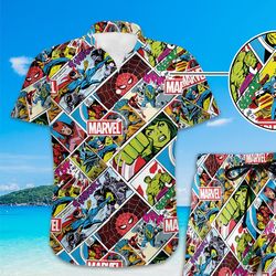 avengers superhero summer shirt, spider-man hulk thor tropical tropical shirt, summer tropical shirt, summer shirt