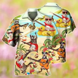 guitar pet animal aloha tropical shirt, guitar music animals with flower summer shirt, music guitar lovers summer shirt