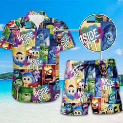 inside out tropical shirt, custom inside out summer vacation button shirt, anger sadness joy fear shirt, disneyworld