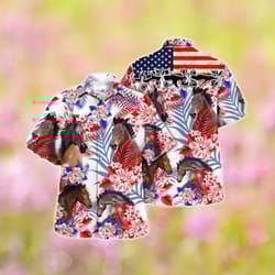 horse lovers american flag tropical shirt, horse aloha summer shirt, patriotic horse summer shirt, horse 4th of july
