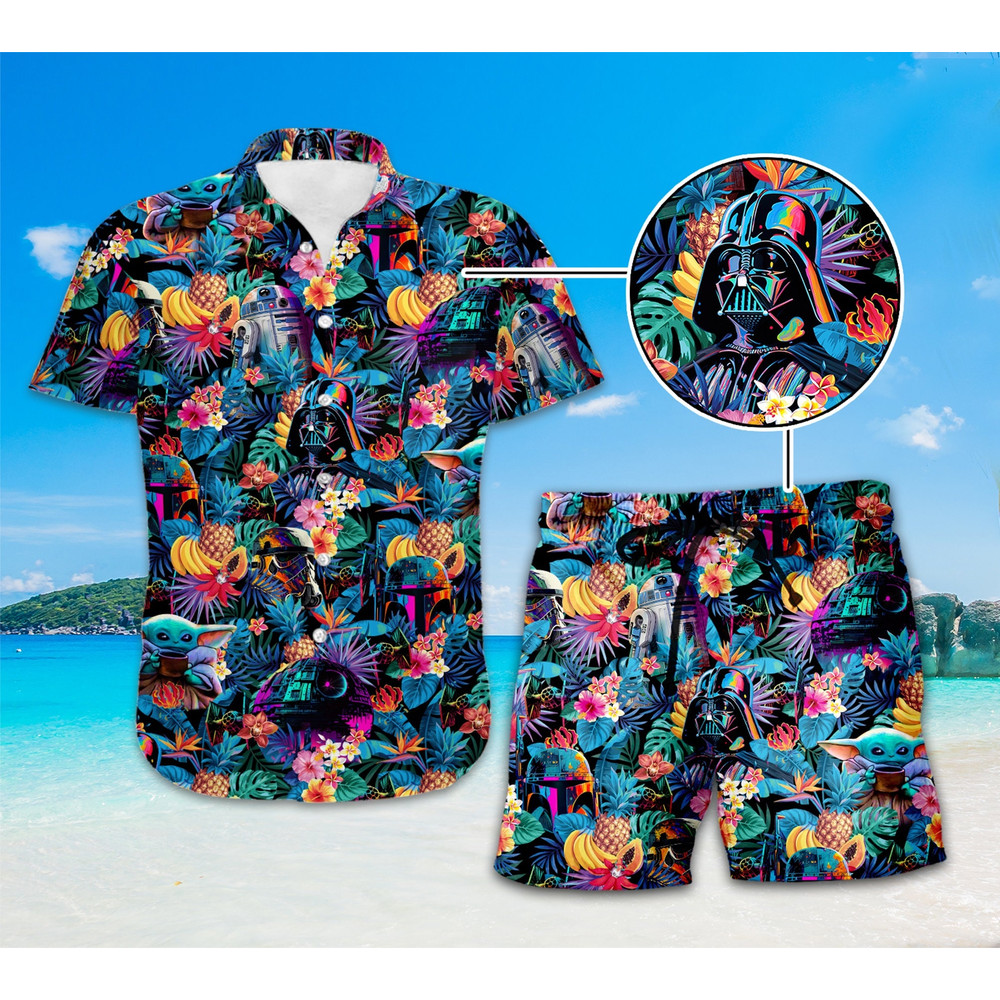 Starwars Hawaii Shirt, Darth Varder Baby Yoda Stormtrooper Tropical Hawaiian Shirt, Galaxy's Edge Summer Hawaiian Shirt, Hawaii Shirt Men.jpg