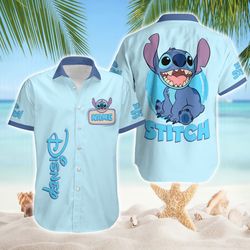 stitch tropical shirt, summer vacation button shirts, lilo and stitch shirts, custom name stitch shirts, disneyworld