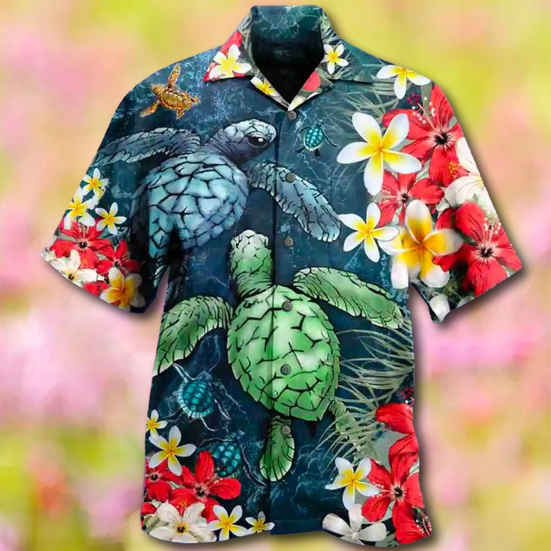 Tropical Turtle Hawaiian Shirts for Men Women, Sea Turtle Aloha Summer Beach Shirt, Turtle Button Down Short Sleeve, Animal Hawaii Shirt.jpg