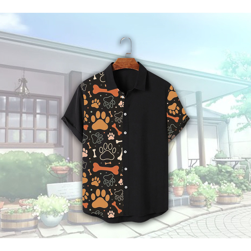 Dog Footprints Hawaiian Shirt, Comfortable Hawaiian Shirt Summer, Cute Dog Hawaiian Beach Shirt, Best Summer Gift 2024.jpg