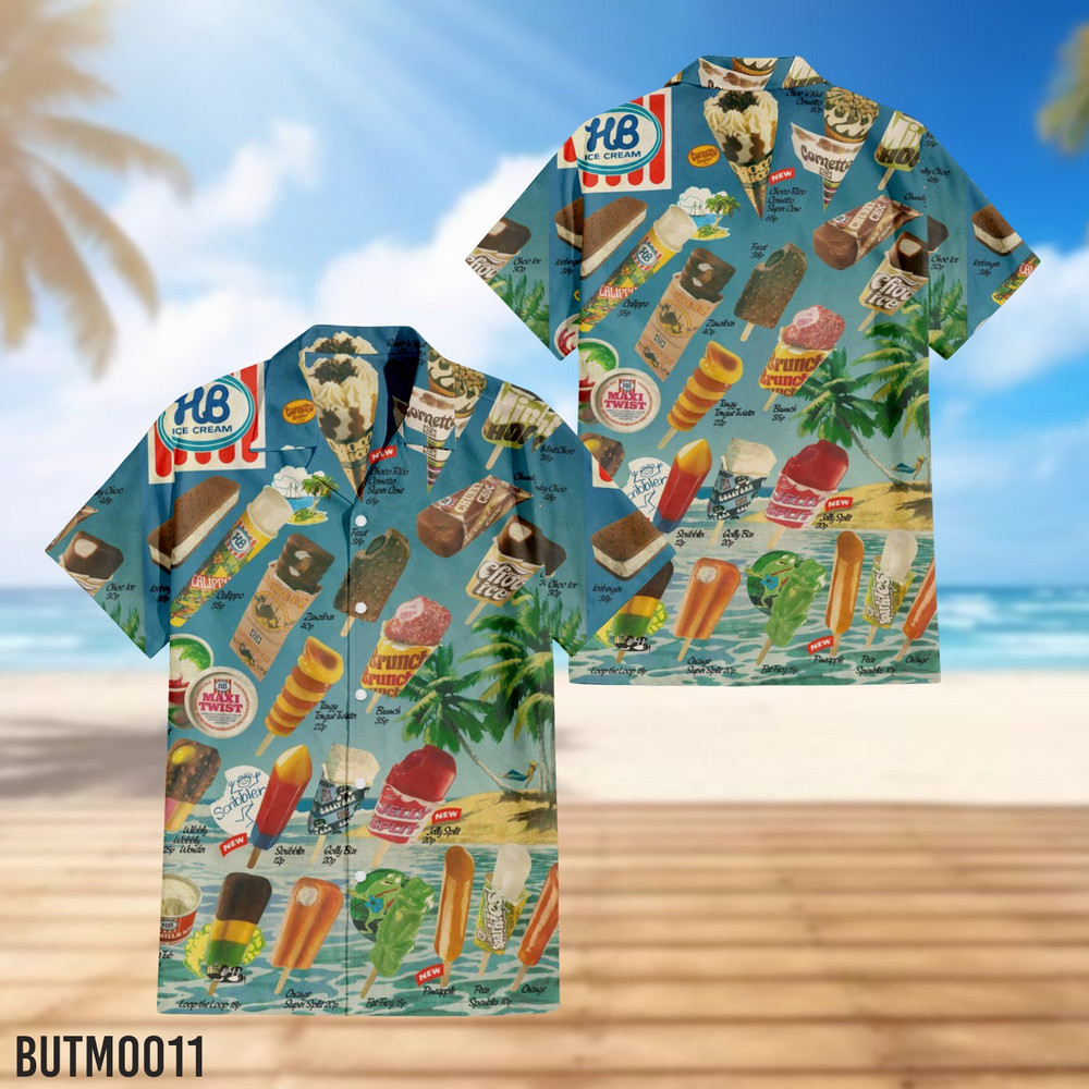 Hawaiian Shirt Ice Cream Hawaiian Shirts Men's Hawaiian Shirt, Vintage 90s Ice Cream Beach Hawaiian Shirt, Ice Cream Beach, Ice Cream Shirt 1.jpg