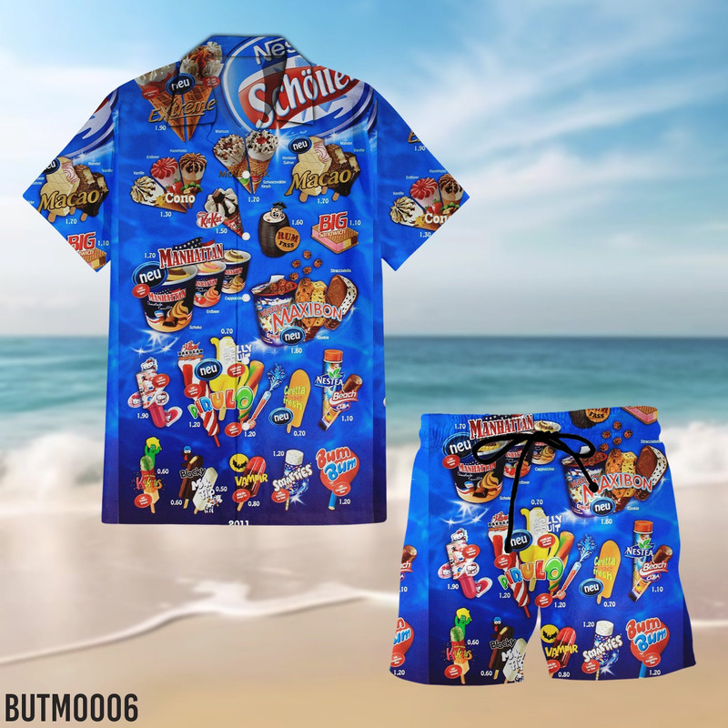 Hawaiian Shirt Summer, Ice Cream Cone Hawaiian Shirts Men's Hawaiian Shirt, Ice Cream Shirt, Ice Cream Beach, Hawaiian Beach Shirt.jpg