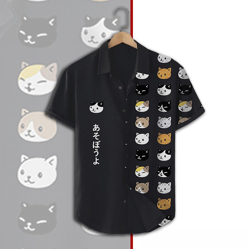 Head Of Cat Hawaiian Shirt, Anime Hawaiian Shirt Summer, Cute Cat Hawaiian Beach Shirt, Best Summer Gift 2024.jpg