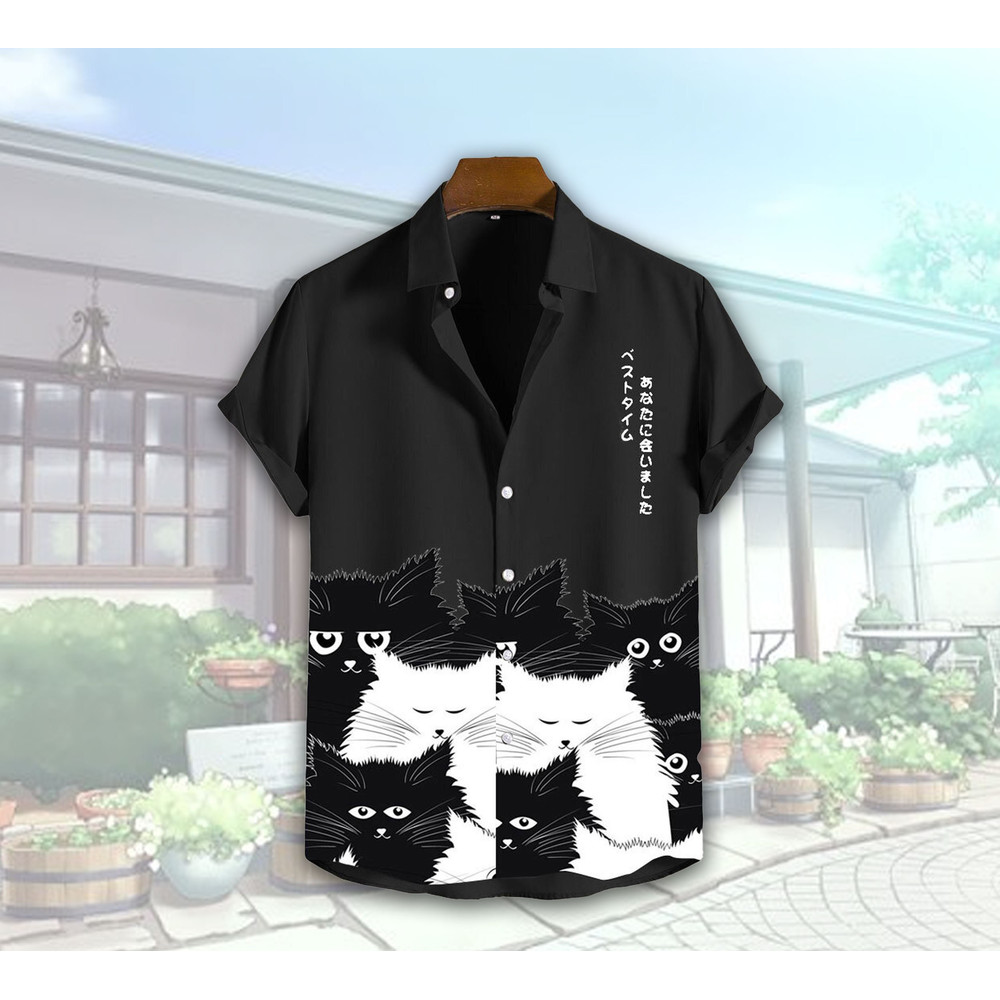 Japanese Cute Cat Hawaiian Shirt, Funny Hawaiian Shirt Summer, Cute Cat Hawaiian Beach Shirt, Best Unique Summer Gift 2024 For Men And Women.jpg