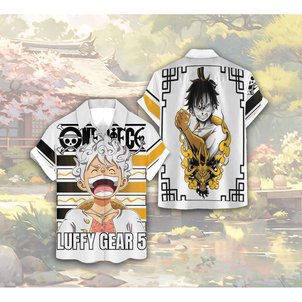 Luff Gear 5 One Piece Hawaiian Shirt, Anime Hawaii Shirt Summer, Unisex Hawaiian Shirt, One Piece Hawaii Beach Shirt, Best Summer Gift 2024.jpg