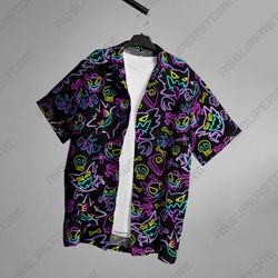 adorable gengar tropical button-up shirt, apparel for fans of the mischievous ghost shirt