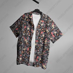 charmander charizard tropical button-up shirt, fire charmander shirt,