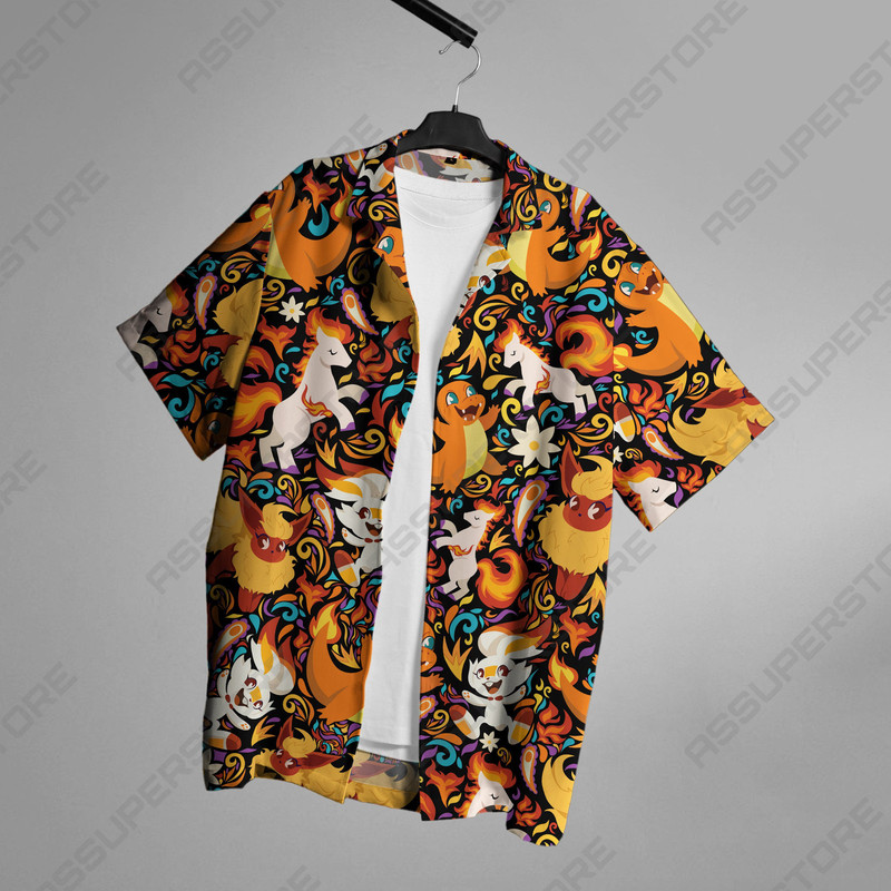 Charmander Hawaiian Button-Up Shirt Fire Type Charmander Shirt Gift.jpg