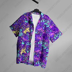 gengar mimikyu ghost tropical button-up shirt, gengar mimikyu ghost shirt,