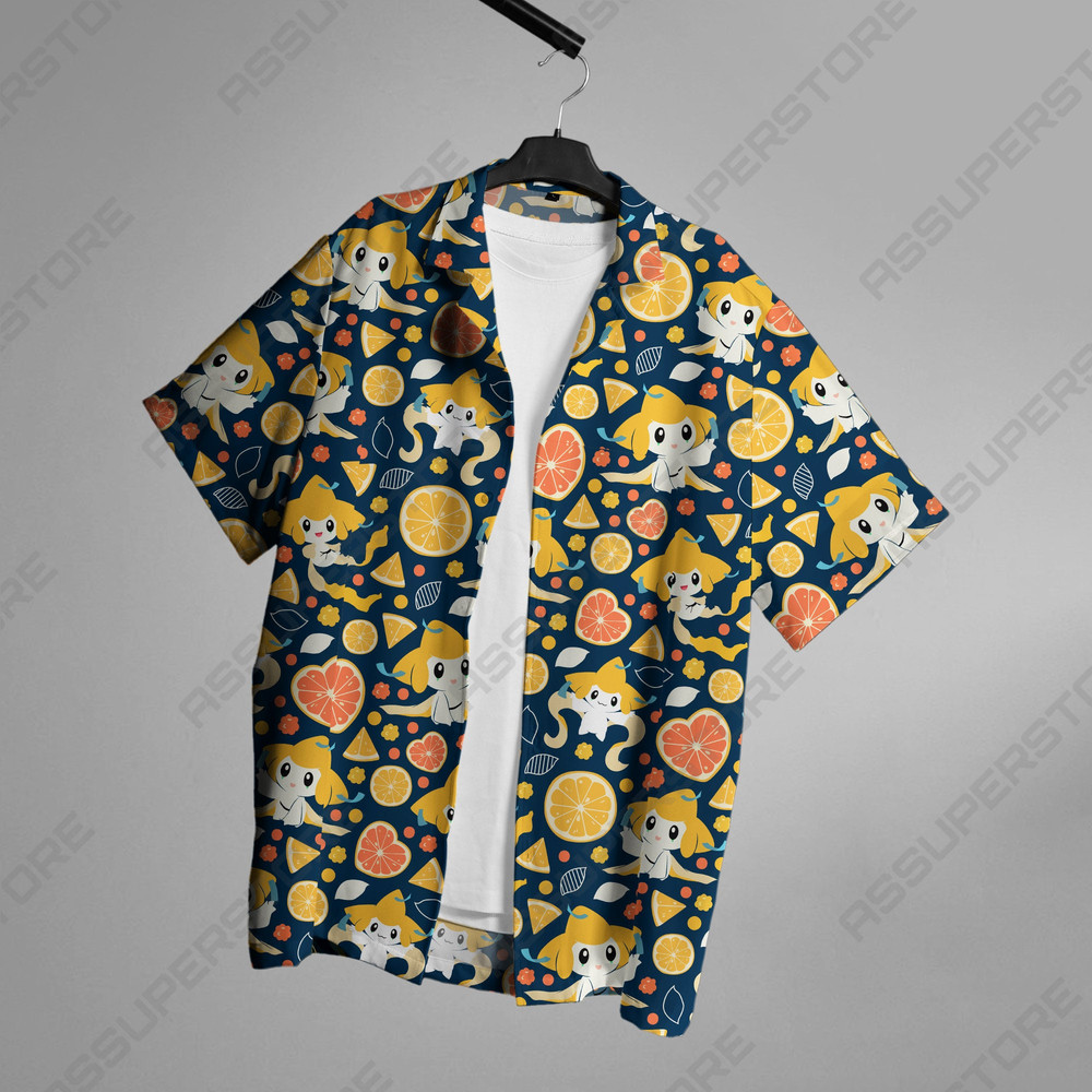 Jirachi Hawaiian Shirt Yellow Jirachi Love You Button Up Shirt Gift.jpg