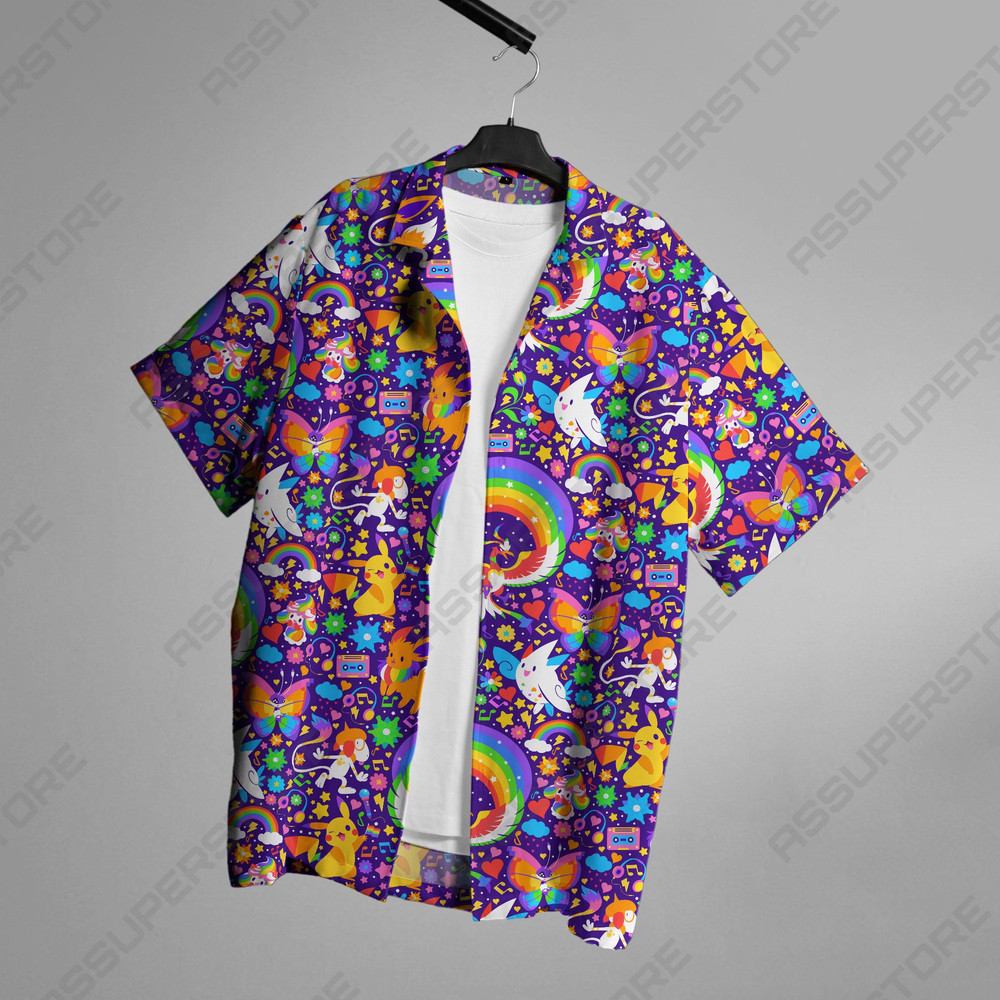 Pikachu Eevee Hawaiian Button-Up Shirt Pikachu Eevee Shirt Gift.jpg