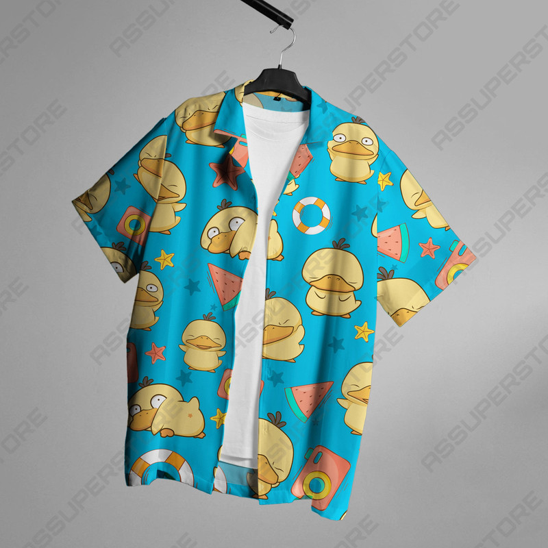 Psyduck Hawaiian Button-Up Shirt Summer Fun Psyduck Hawaii Shirt Gift.jpg
