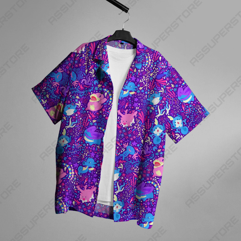 Psyduck Hawaiian Japanese Anime Button-Up Shirt Psyduck Hawaiian Psyduck Water Shirt Gift.jpg