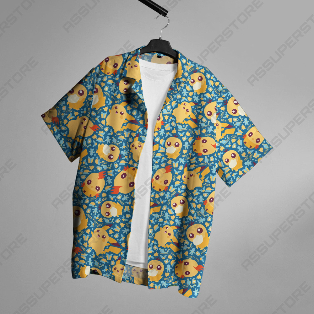 Psyduck Pikachu Hawaiian Shirt Psyduck Hawaii Button Up Shirt Japanese Anime Pikachu Shirt Gift.jpg
