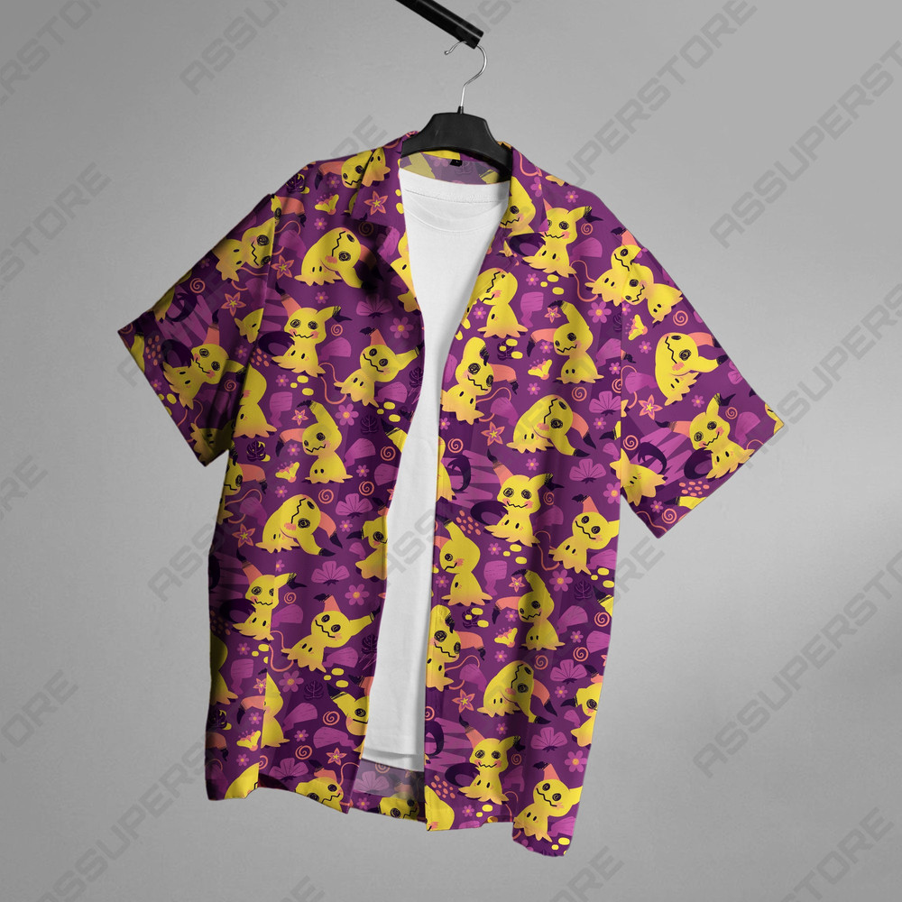 Shiny Mimikyu Ghost Hawaiian Button-Up Shirt Mimikyu Shirt Gift.jpg