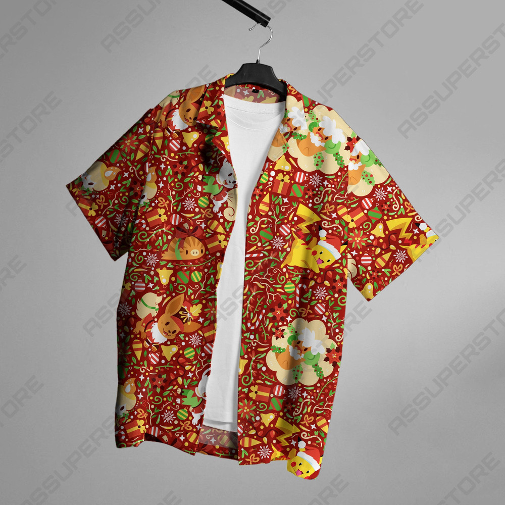 Vulpix Eevee Hawaiian Button-Up Shirt Japanese Anime Hawaiian Shirt Gift.jpg