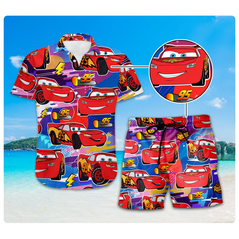Cars Hawaii Shirt, Lightning Mcqueen Hawaiian Shirt, Summer Button Up Hawaiian Shirt, Cars Halloween Costume, Disneyland Family Vacation.jpg