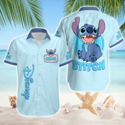 custom stitch summer shirt, stitch button up tropical shirt, stitch halloween costume shirt, disneyland stitch shirt