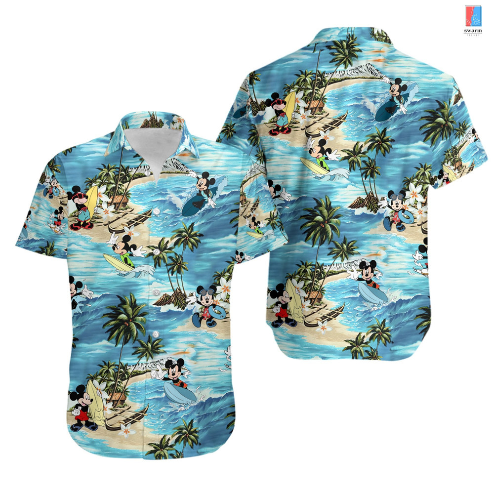 Disneyland Mickey Hawaii Shirt, Mickey Hawaiian Shirt, Summer Button Up Hawaiian Shirt, Family Vacation, Disneyland Trip Shirt.jpg