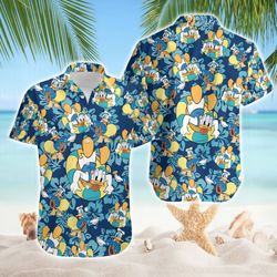 donald duck aloha summer shirt, donald duck summer shirt, summer button up tropical shirt, disneyland vacation shirt