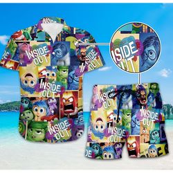 inside out summer shirt, inside out tropical summer vacation button shirt, anger sadness joy fear sadness, disneyworld