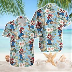 mario summer tropical shirt, super mario tropical shirt, summer beach shirt, mario birthday shirt, gamer gift