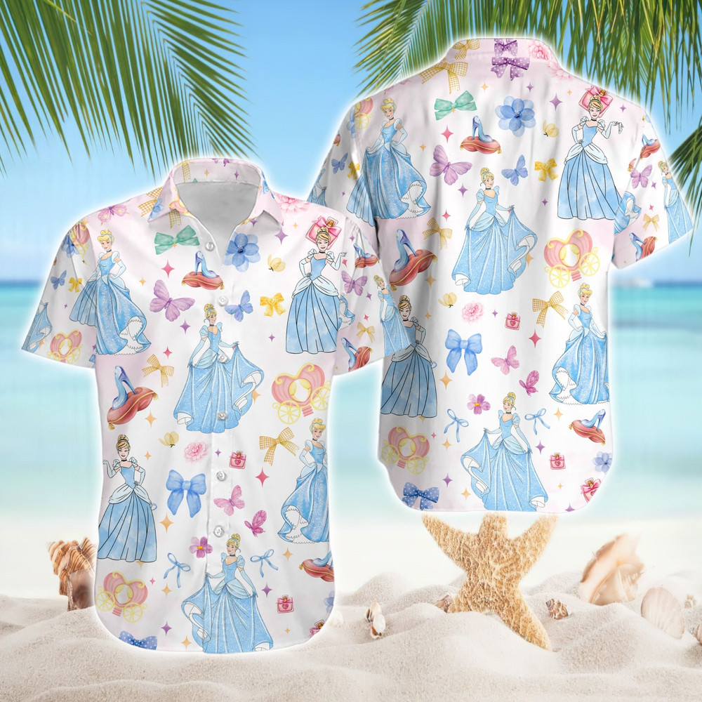 Princess Cinderella Coquette Hawaiian Shirt, Disneyland Princess Hawaii Shirt, Cinderella Coquette Shirt, Girls Trip 2024 Shirt, Summer Trip.jpg