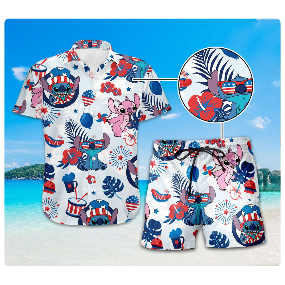 Stitch 4th of July Hawaii Shirt, Stitch 4th of July Hawaiian Shirt, Summer Button Up Hawaiian Shirt, Disneyland 4th of July Shirt.jpg