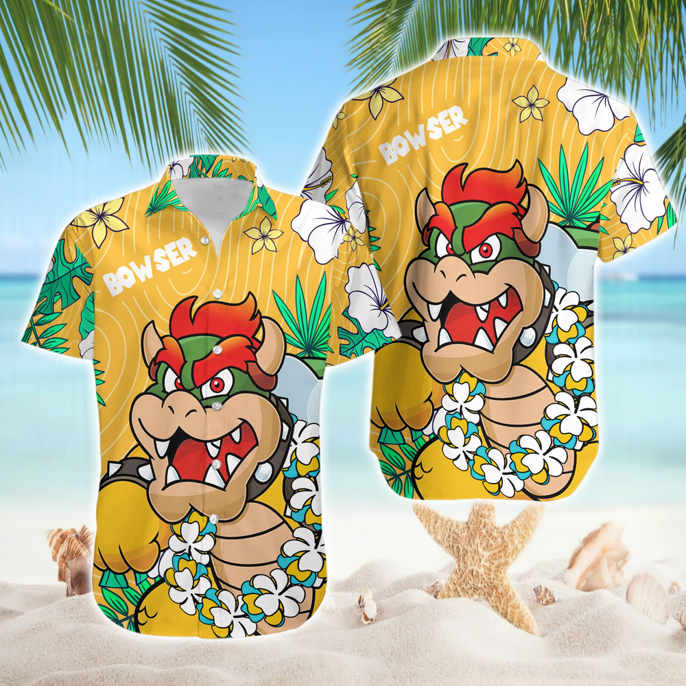 Super Mario Hawaii Shirt, Bowser Hawaii Shirt, Summer Button Up Hawaiian Shirt, Disneyland Vacation Shirt, Family Trip Shirt.jpg