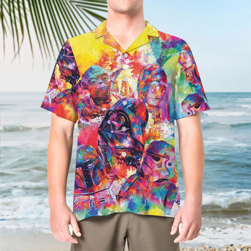 Colorful Star Wars Characters Summer, Star Wars Hawaiian Shirt, Galaxy’s Edge Tropical Button Shirt, Summer Tropical Hawaiian Shirt.jpg