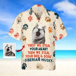 custom pet face dog steal my heart tropical shirt personalized photo for dog cat tropical shirt summer gift dog mom dog