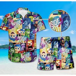 inside out summer shirt, inside out tropical summer vacation button shirt, anger sadness joy fear sadness, disneyworld f