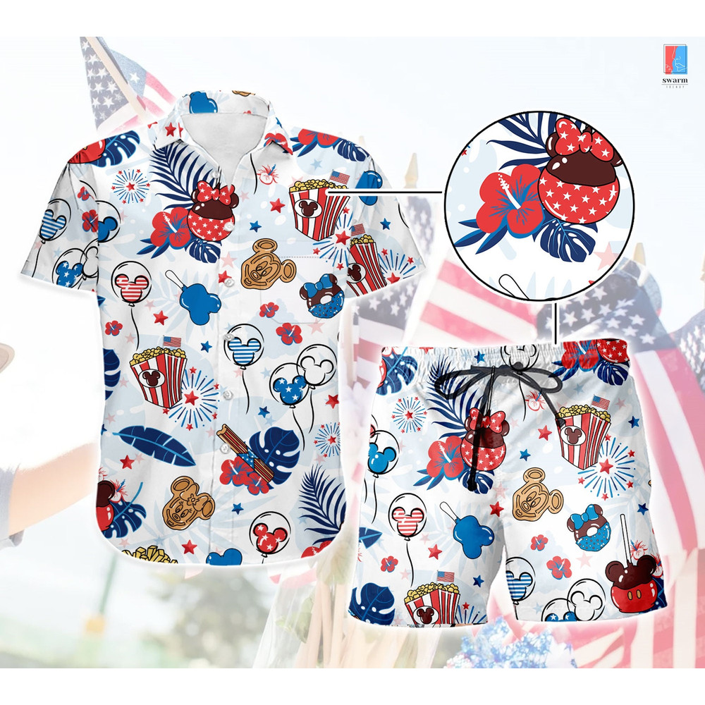 Mickey 4th of July Hawaii Shirt, Disneyland 4th of July Hawaiian Shirt, Summer Button Up Hawaiian Shirt, Family Vacation Shirt.jpg