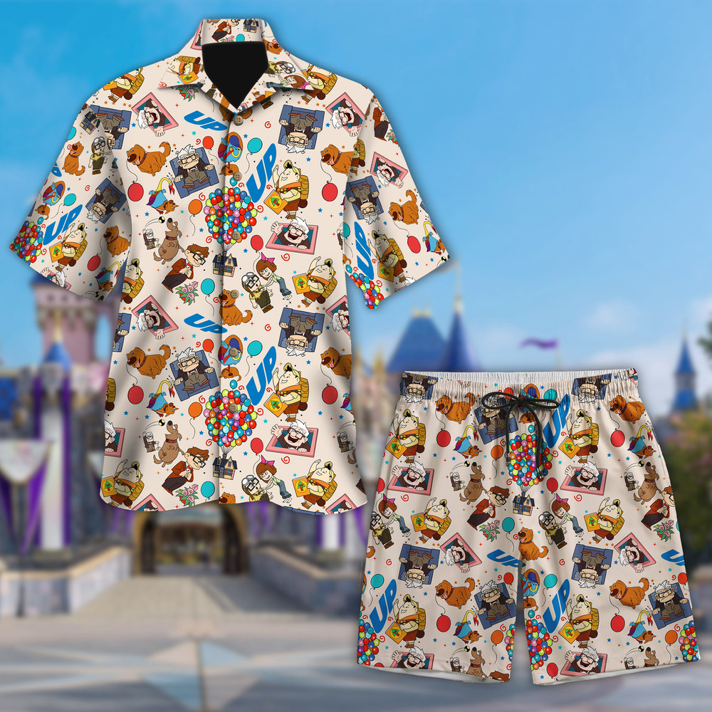 Up Movie Hawaiian Shirt, Comedy Cartoon Hawaii Shirt, Family Movie Shirt, Cartoon Birthday Gift For Kid, Carl and Ellie All Over Print Tee.jpg