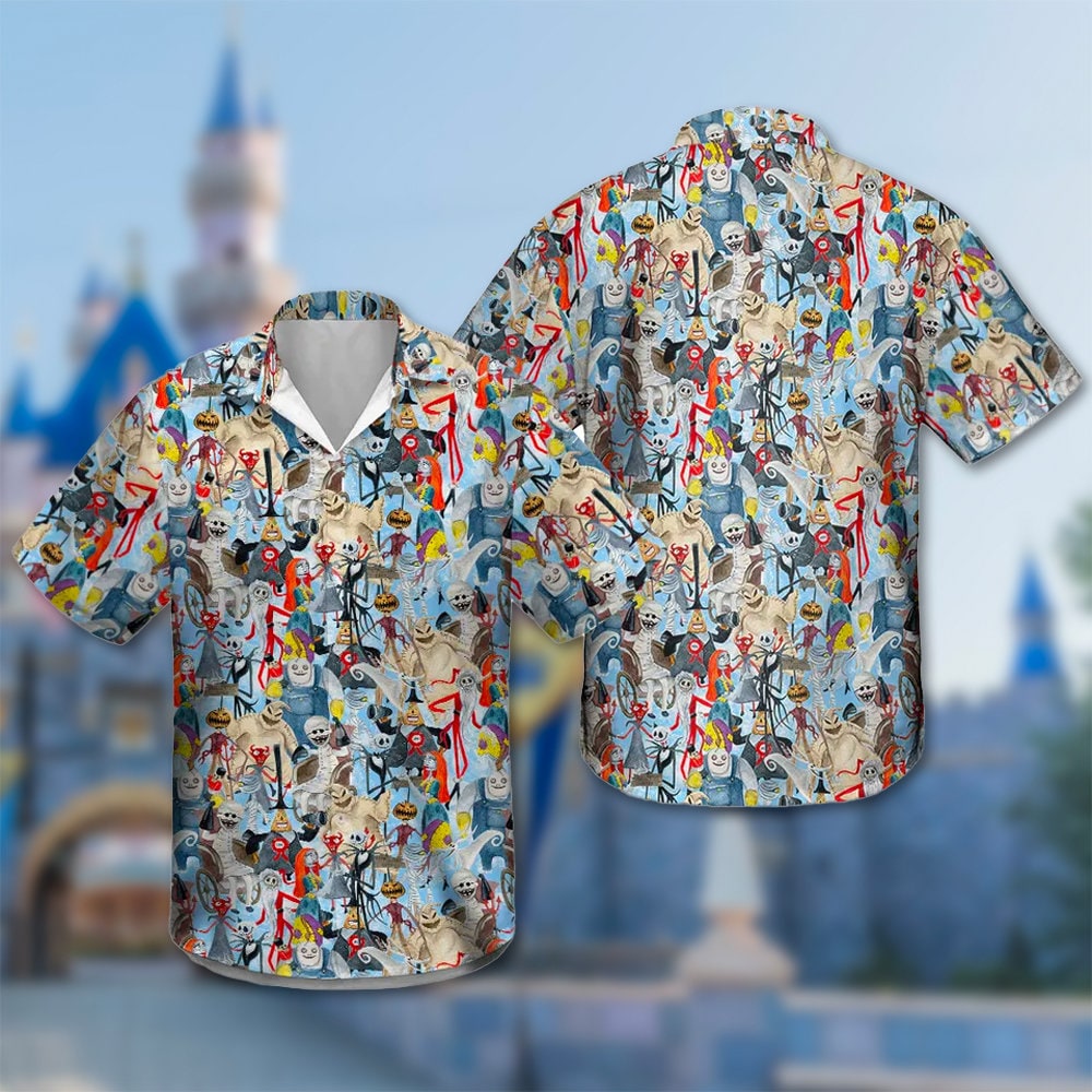Welcome to Halloweentown Hawaiian Shirt, The Nightmare Before Christmas Hawaii Shirt, All Over Print Button Up, Halloween Cartoon Shirt.jpg