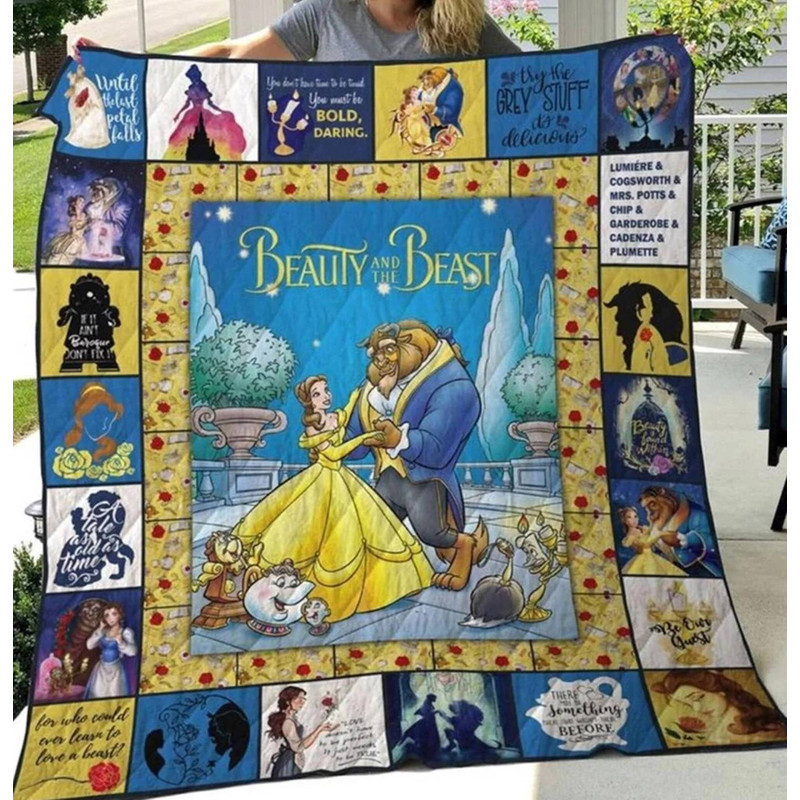 Beauty And The Beast Fleece Blanket  The Beast Belle Princess Fleece Blanket  Magic Kingdom Throw Blanket Couch Sofa.jpg