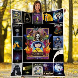 coraline cartoon blanket henry selick blanket coraline movie halloween coraline jones film hallowween gifts halloween b