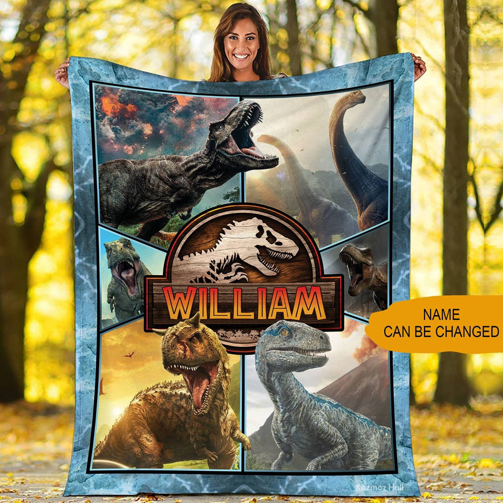 Custom Jurassic World Blanket Jurassic Blanket Dinosaur Blanket Birthday Christmas Gift.jpg