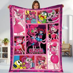 custom poppy playtime fleece blanket mommy long legs blanket kissy missy blanket huggy wuggy blanket gamer fleece blanke